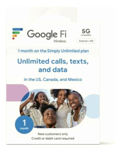 Google Fi Wireless Simply Unlimited Plan | Talk/texto/datos