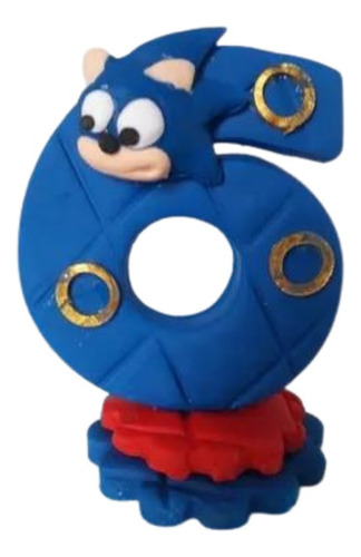 Vela Sonic Decorada Biscuit 6 Anos