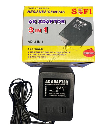 Transformador Adaptador 3 En 1 Nintendo, Snes Y Sega Genesis