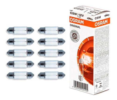 Lâmpada Torpedo 6418 5w 12v Com 10 Peças Osram