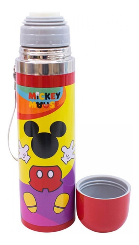 Garrafa Térmica Mickey 500ml Vermelha 90 Anos Disney Inox Cor Colorida