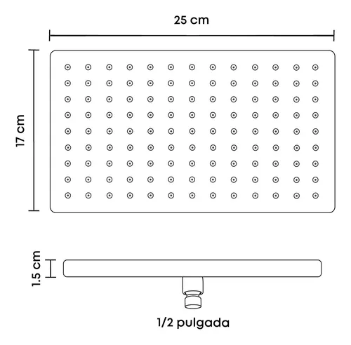 Ducha Rectangular Negra Abs + Brazo Negro Metal C485