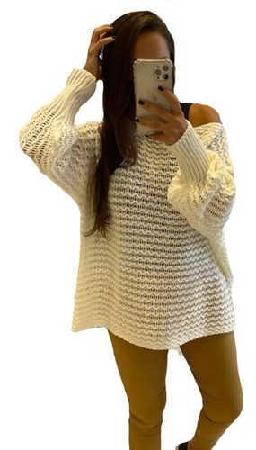 Imagen 1 de 7 de Sweater Ancho Princesa Cuello Bote Grande Oversize Moda A72