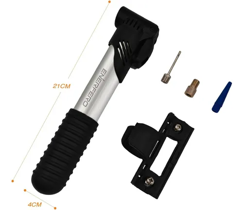 Bombín De Mano Doble Válvula Para Bicicleta Balón Deportivo Color Plata