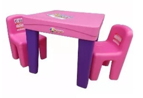 Imagen 8 de 10 de Sillas Bancos X2 + Mesa Mesita Infantil Int O Ext Rotoys