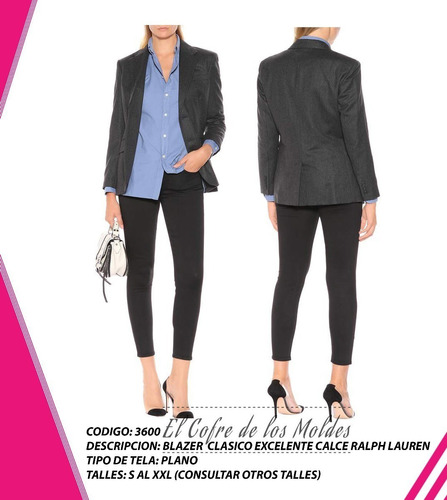 Molde Digital Blazer Con Forreria Patron Pack De 5 Talles!