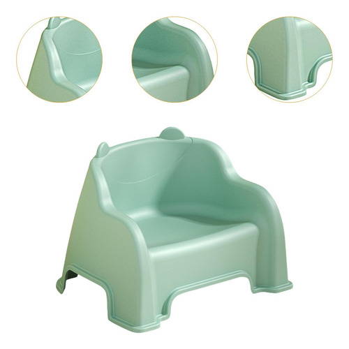 Taburete Pequeño Con Respaldo, Reposapiés Estable, Verde