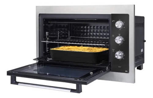Forno Elétrico De Embutir Philco Preto Bordas Inox 47l 127v