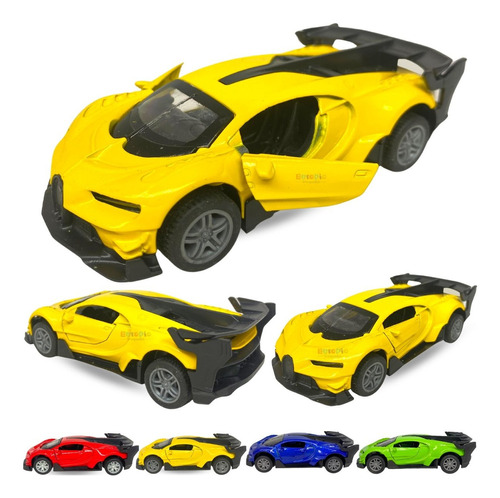 Carrinho De Ferro Miniatura Bugatti Carro Metal Abre Portas Cor Amarelo