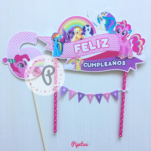 Topper Para Torta My Little Pony Adorno Pincho + Numero