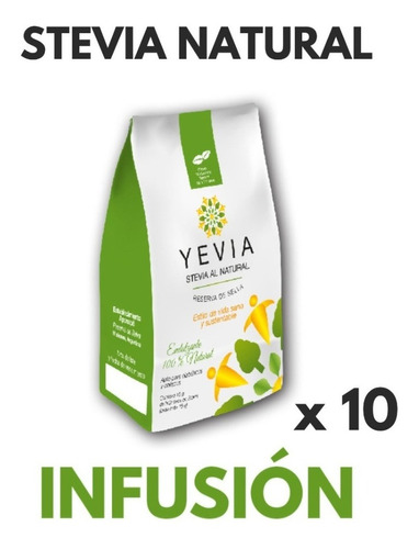 Stevia Natural Yevia Hojas Premium Infusión 15g Pack 10 Unid
