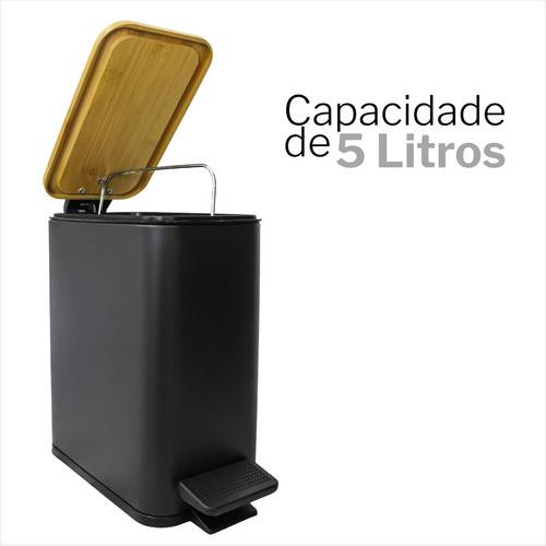 Lixeira 5 Litros Em Inox Com Pedal Styllus Slim Banheiro
