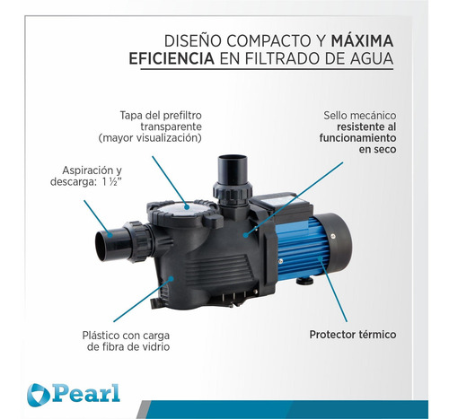 Bomba Pileta Autocebante Pearl Mini Pool 75m 0.75 Hp