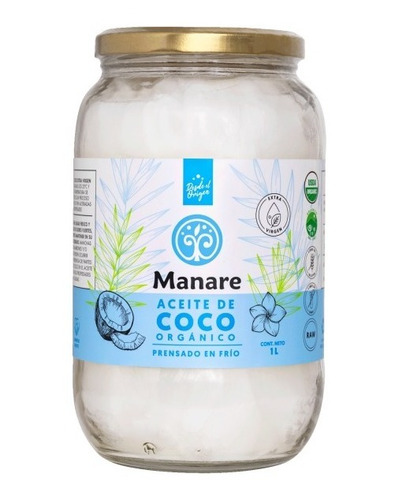 Aceite De Coco 1 Lt. Manare. Orgánico