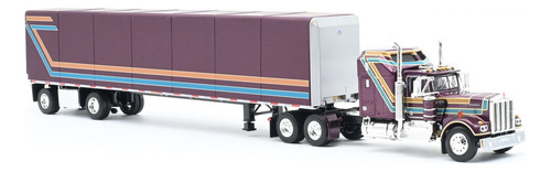 Tráiler Escala 1/64 Kw W900a Aerodyne Cama Plana 60-1618 Color Vino