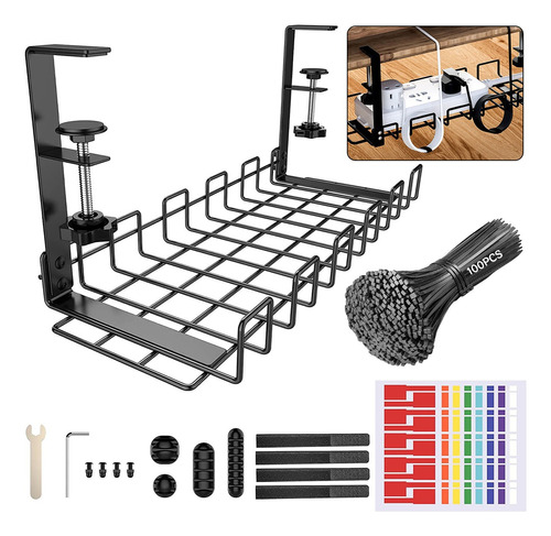 Bandeja De Gestión De Cables Duradera Bajo El Escritorio