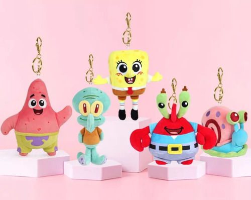 Juego De Llaveros De Peluche De Bob Esponja De 12 Cm X 5