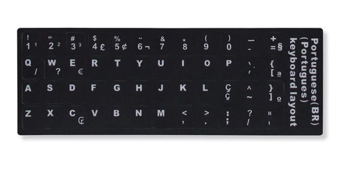Imagem 2 de 3 de Adesivo P/ Teclado De Notebook/pc Português Abnt2 Ç | Preto