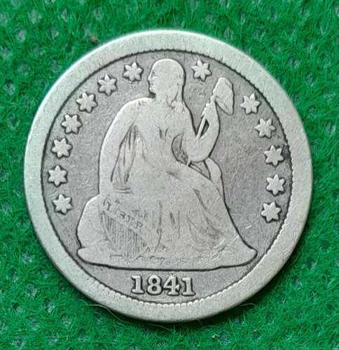 Moneda 10 Centavos De Dolar Eeuu, Plata 0.900, Año 1841