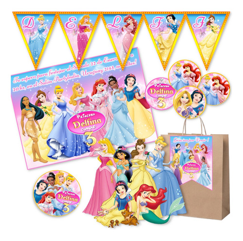 Kit Imprimible Princesas Invitaciones Candy Bar Editable