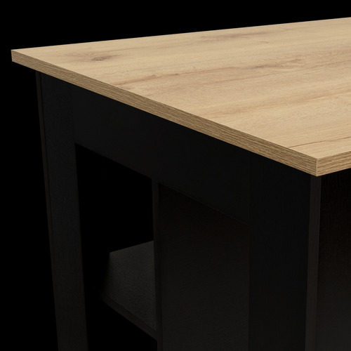 Isla De Cocina 103x70x90 Cm Fm-009n Negro Y Café Claro Color negro-café claro