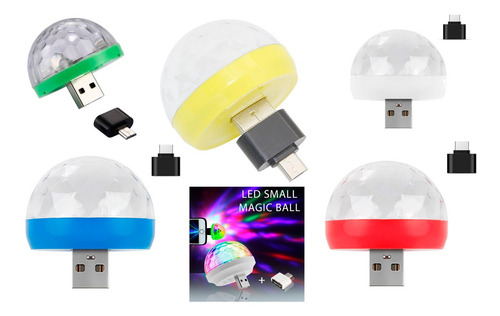 Imagen 3 de 7 de Fiesta Car Bola Rgb Magic Usb Media Esfera Audioritmica Dj