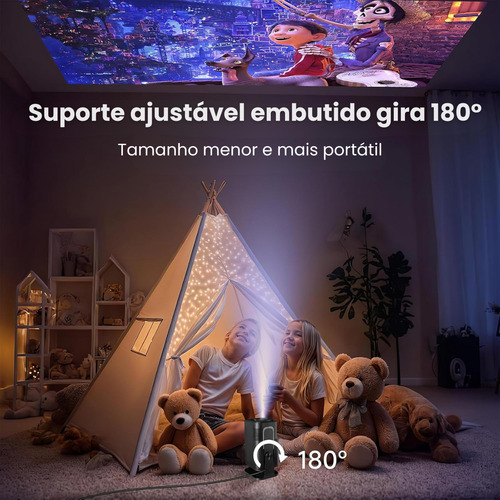 Projetor Portátil Hy320 Mini Smart Tv Wifi6 Alta Definição HD 10.000 Lumens Bluetooth Usb Hdmi Android 13 Android Tv Box Cinema Cor Preto / LEGNA