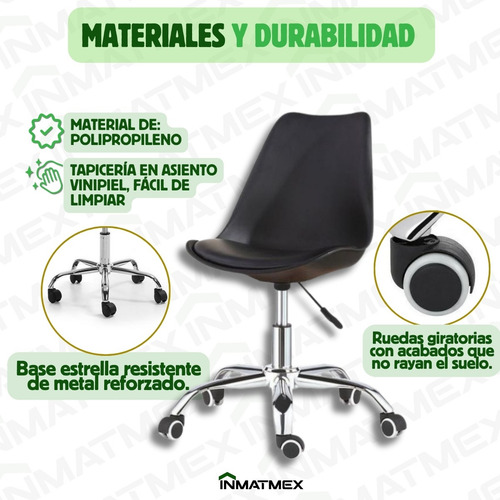 Silla Oficina Eames 3 Pz Altura Ajustable Ruedas 360°