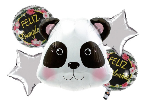 Bouquet De 5 Globos Cabeza Oso Panda