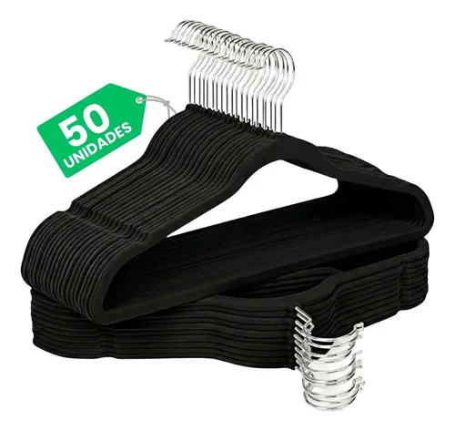 Kit Cabides Veludo De Roupa Antideslizante Slim Adulto 50 Un Preto