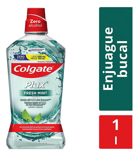 Pack X4 Enjuague Bucal Colgate Plax Fresh Mint X1000ml