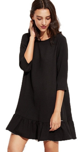 Vestido Casual Corto Dama Manga Larga En Algodon