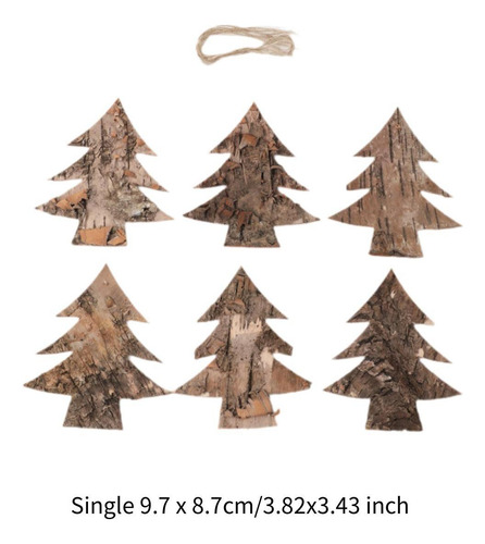 6 Adornos Colgantes Navideños De Madera, Adornos