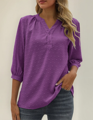 R Blusa Casual Con Botones De Gasa Para Mujer 0162