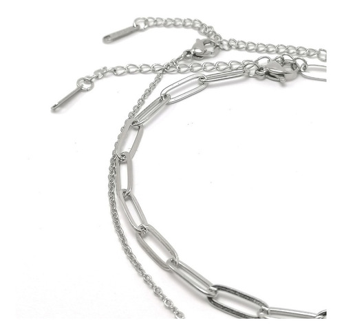 Imagen 8 de 10 de Pulsera Tobillera Mujer Acero Eslabones Pie Tobillo Set De 2