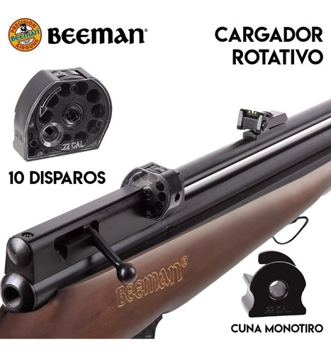 Imagen 3 de 11 de Rifle Aire Comprimido Pcp Beeman Chief 5,5 Inflador Mira Luz
