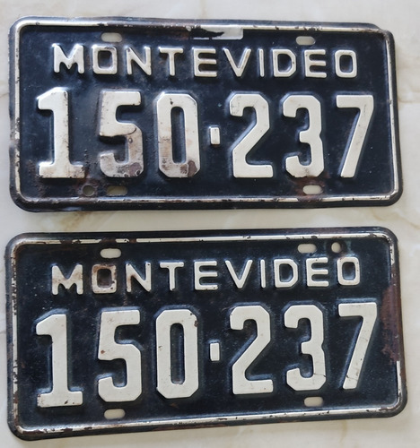 Chapa Vintage De Matrícula Automóvil Montevideo Únicas!!!