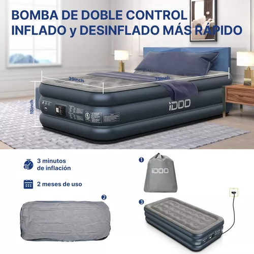 iDOO Colchón de aire King con bomba integrada, colchón inflable inflable  para cama inflable para el hogar y los invitados