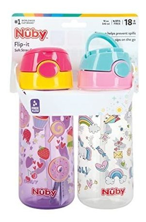 Botella De Agua Nuby Para Niños Estampada Flipit Active Con