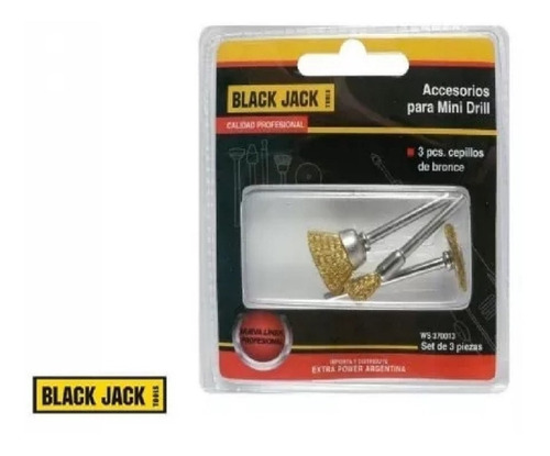 Accesorio Mini Drill 3 Cepillos De Bronce Black Jack 370013
