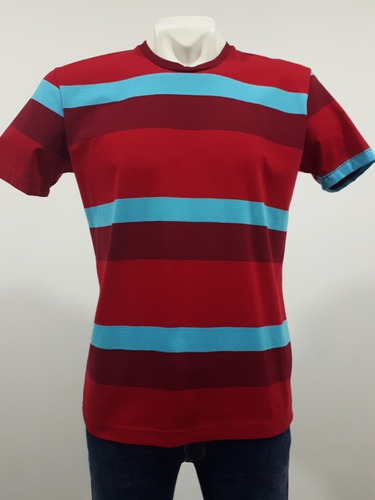 Playera Marca Autentic Lyon 311269 500 Líneas Rojo Y Azul