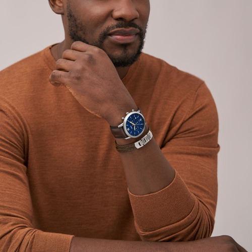 Reloj Fossil Hombre Fs6018set Marrón Plateado Azul