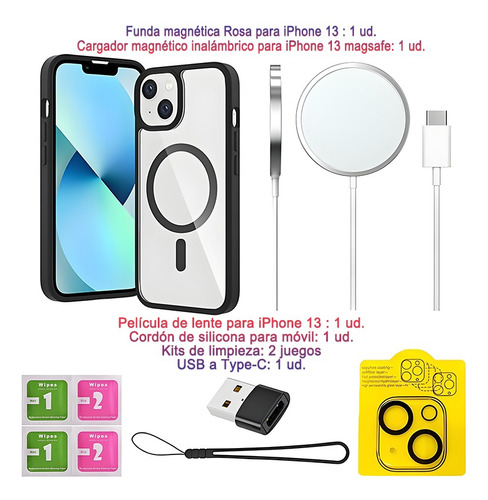 Funda Case Para iPhone 11 12 13 14 15 14pro 15pro 16pro 14pro Max 15pro Max 16pro Max Con Magsafe Rudo Mica Cámara+cargador Inalambrico 7 Kit
