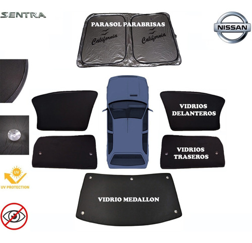 Parasol Cortinas Para Nissan Sentra 2013-2019 (6 Piezas)