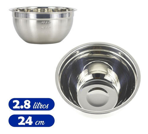 Tigela Inox Bowl 24cm 2,8l Ferimte Tb-0585 -152716