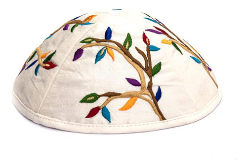 Yair Emanuel Kippah - Bordado - Árbol Vida - Multicolor