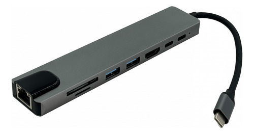 Hub Type-c 2-usb-c 1-hdmi 2-usb-ah Sd/msd Rj45-10/100 Alumin