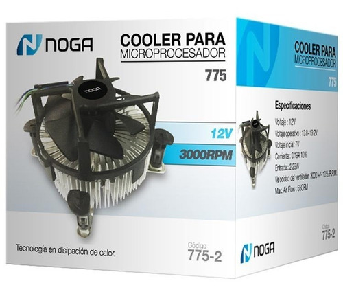 Cooler Disipador Pc Cpu Fan Procesador 12v Socket Noga 775-2