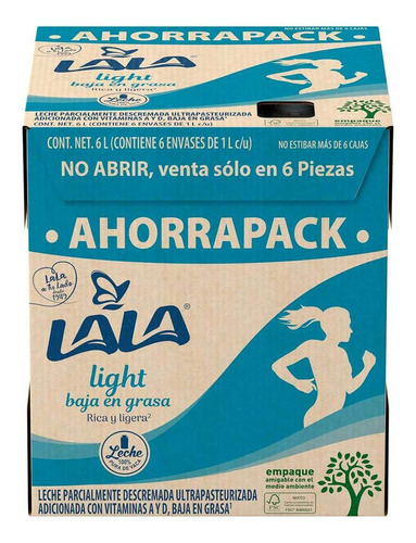 Leche Uht Lala Baja En Grasa 6 Pack De 1l.