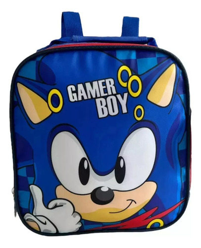 Lancheira Infantil Térmica Grande Sonic Gamer Boy Meninos Cor Azul